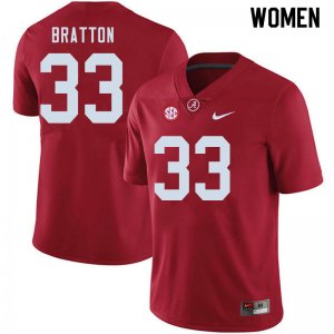 NCAA Women's Alabama Crimson Tide #33 Jackson Bratton Stitched College 2020 Nike Authentic Crimson Football Jersey GQ17B87OH
